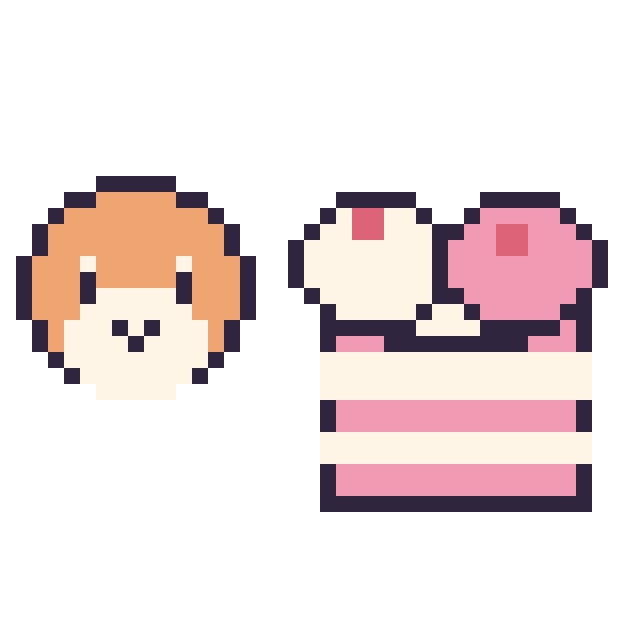Modèle de pixel art Waddle Dee mini et Gâteau double garniture sur une grille de 40 par 40 cases