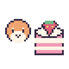Pixel art Waddle Dee mini et Gâteau avec une fraise, grille 40 × 40
