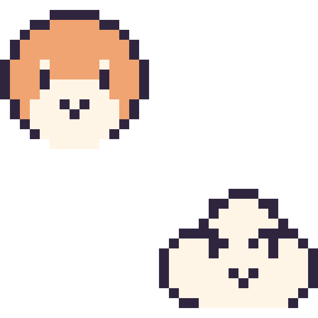 Modèle de pixel art Waddle Dee mini et Nuage kawaii 16 × 16 sur une grille de 32 par 32 cases