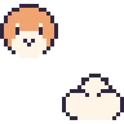Pixel art Waddle Dee mini et Nuage simple 16 × 16, grille 32 × 32