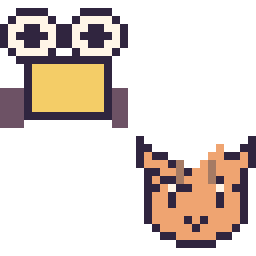 Pixel art Wall-E mini et Tigrou mini, grille 32 × 32
