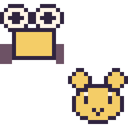 Pixel art Wall-E mini et Winnie l’ourson mini, grille 32 × 32