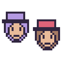 Pixel art Waluigi mini et Diddy Kong mini, grille 32 × 32