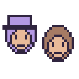 Pixel art Waluigi mini et Donkey Kong mini, grille 32 × 32