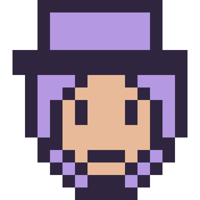 Modèle de pixel art Waluigi mini 16 × 16 sur une grille de 16 par 16 cases