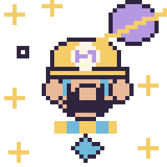 Pixel art Wario dans l’espace, grille 40 × 40