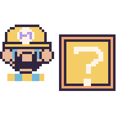 Pixel art Wario et Bloc mystère Mario, grille 48 × 48