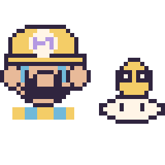Pixel art Wario et Lakitu mini, grille 40 × 40