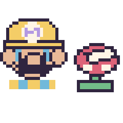 Pixel art Wario et Plante Piranha mini, grille 40 × 40