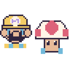 Pixel art Wario et Toad, grille 48 × 48