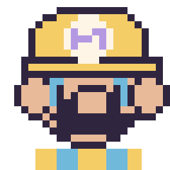 Pixel art Wario, grille 24 × 24