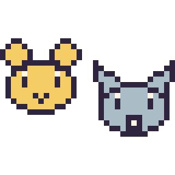Pixel art Winnie l’ourson mini et Bourriquet mini, grille 32 × 32