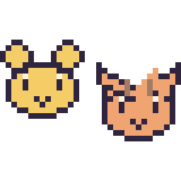 Pixel art Winnie l’ourson mini et Tigrou mini, grille 32 × 32