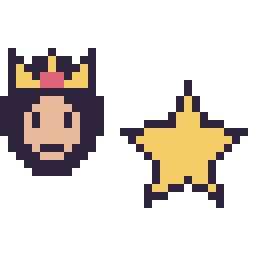Pixel art Wonder Woman mini et Étoile simple 16 × 16, grille 32 × 32