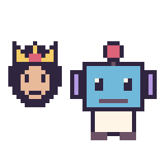 Pixel art Wonder Woman mini et Robot, grille 40 × 40
