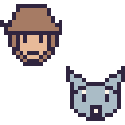 Pixel art Woody mini et Bourriquet mini, grille 32 × 32