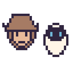 Pixel art Woody mini et EVE mini, grille 32 × 32