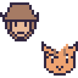Pixel art Woody mini et Tigrou mini, grille 32 × 32
