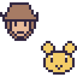 Pixel art Woody mini et Winnie l’ourson mini, grille 32 × 32