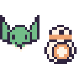 Pixel art Yoda mini et BB-8 mini, grille 32 × 32