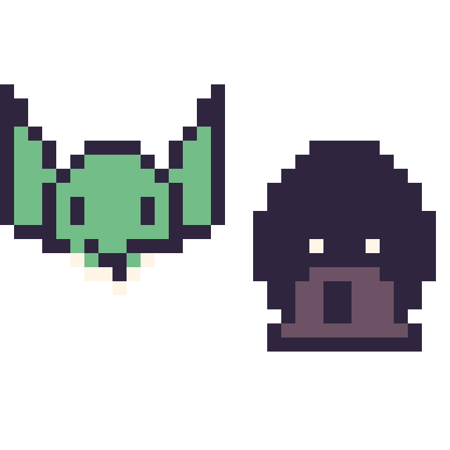 Modèle de pixel art Yoda mini et Dark Vador mini sur une grille de 32 par 32 cases