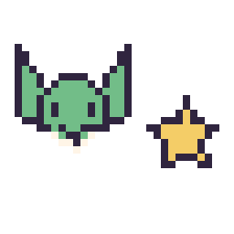 Pixel art Yoda mini et Étoile simple 10 × 10, grille 32 × 32