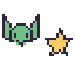 Pixel art Yoda mini et Étoile simple 12 × 12, grille 32 × 32