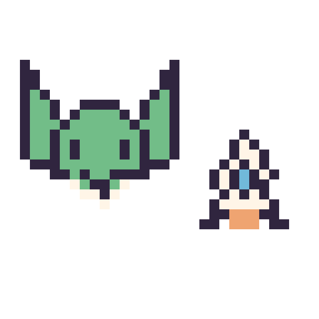 Modèle de pixel art Yoda mini et Fusée simple 10 × 10 sur une grille de 32 par 32 cases