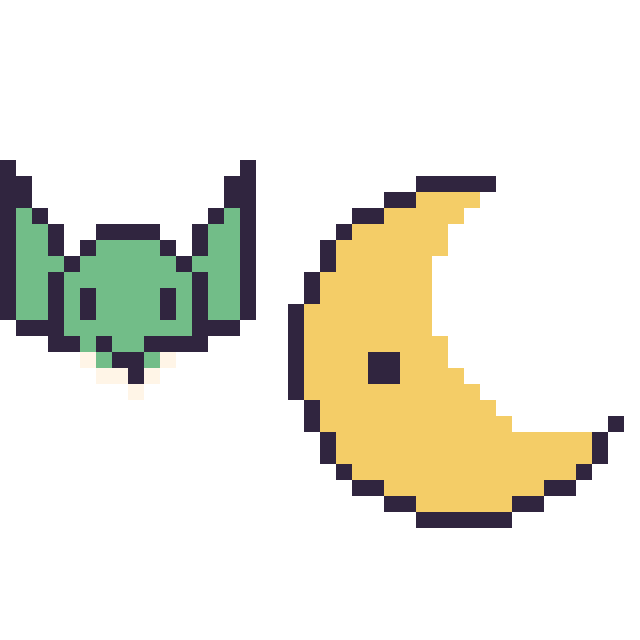 Modèle de pixel art Yoda mini et Lune sur une grille de 40 par 40 cases