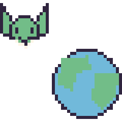 Pixel art Yoda mini et Planète Terre, grille 40 × 40