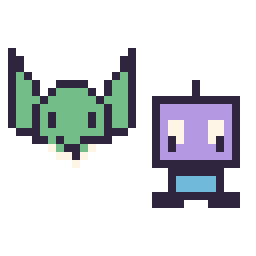 Pixel art Yoda mini et Robot kawaii 16 × 16, grille 32 × 32