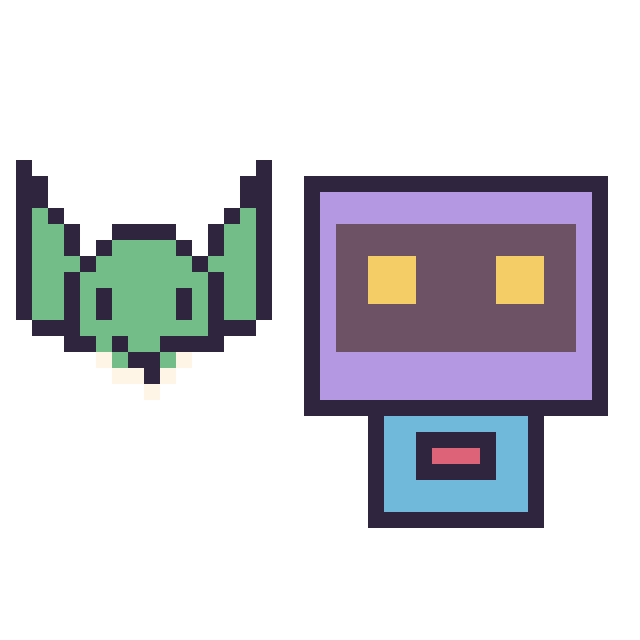 Modèle de pixel art Yoda mini et Robot rétro sur une grille de 40 par 40 cases