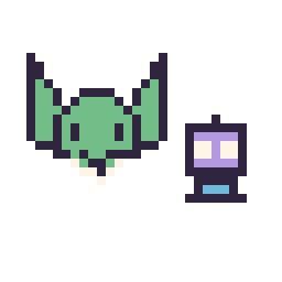 Pixel art Yoda mini et Robot simple 10 × 10, grille 32 × 32