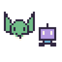 Pixel art Yoda mini et Robot simple 12 × 12, grille 32 × 32