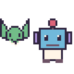 Pixel art Yoda mini et Robot, grille 40 × 40