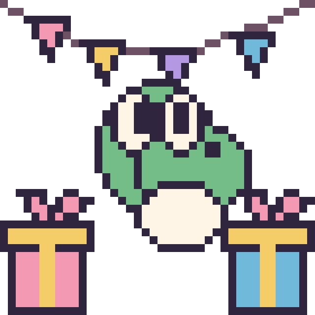 Modèle de pixel art Yoshi pour un anniversaire sur une grille de 40 par 40 cases