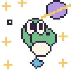 Pixel art Yoshi dans l’espace, grille 40 × 40