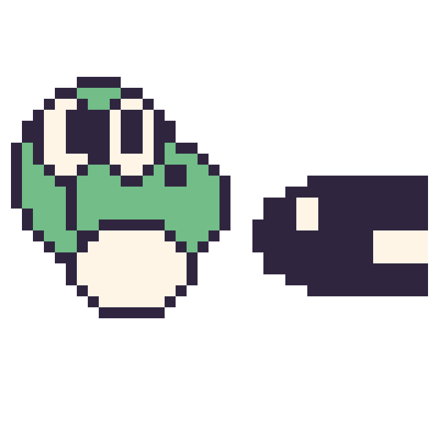 Modèle de pixel art Yoshi et Bill Balle mini sur une grille de 40 par 40 cases