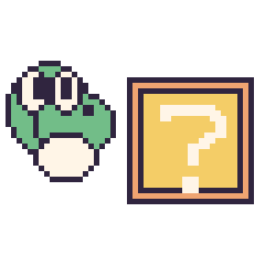 Pixel art Yoshi et Bloc mystère Mario, grille 48 × 48