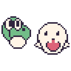 Pixel art Yoshi et Boo, grille 48 × 48