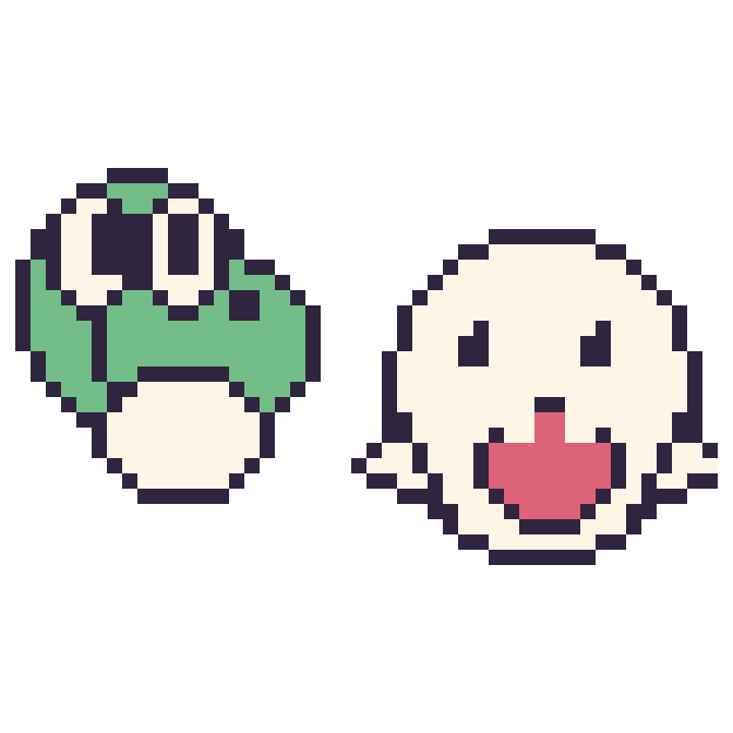 Modèle de pixel art Yoshi et Boo sur une grille de 48 par 48 cases