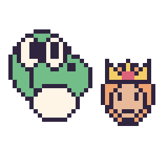 Pixel art Yoshi et Daisy mini, grille 40 × 40