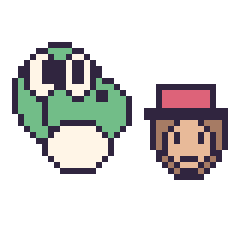 Pixel art Yoshi et Diddy Kong mini, grille 40 × 40