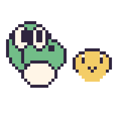 Pixel art Yoshi et Koopa mini, grille 40 × 40