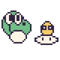 Pixel art Yoshi et Lakitu mini, grille 40 × 40