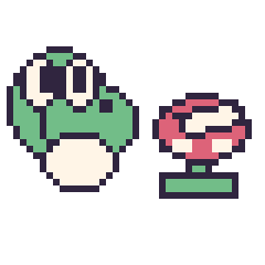 Pixel art Yoshi et Plante Piranha mini, grille 40 × 40