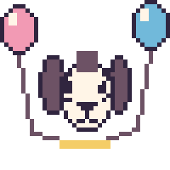Pixel art Zèbre avec des ballons, grille 40 × 40