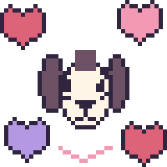 Pixel art Zèbre avec des cœurs, grille 40 × 40