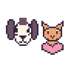 Pixel art Zèbre et Chat avec un cœur, grille 48 × 48
