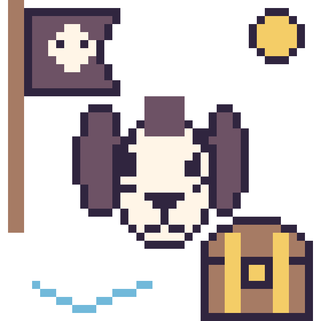 Modèle de pixel art Zèbre en aventure pirate sur une grille de 40 par 40 cases